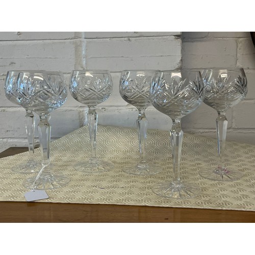 573 - A set of six cut glass hoch glasses