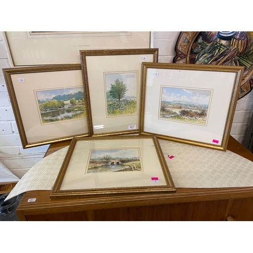 571 - Four framed and glazed watercolours, to include 