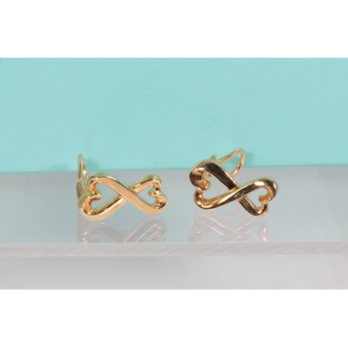 190 - Tiffany & co pair of 750 18ct gold earrings, infinity