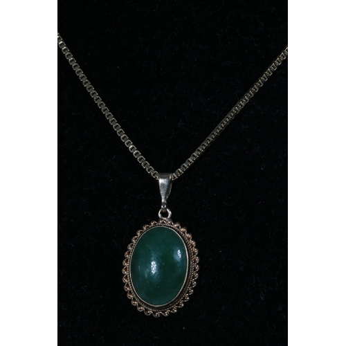 204 - A 9ct gold chain together with a 9ct gold pendant set with Jade (approx. weight 10.7g)