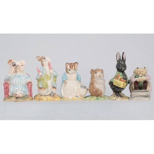 405 - Six boxed Royal Albert Beatrix Potter figures to include Little Pig Robinson spying, Mr Jackson, Rib... 