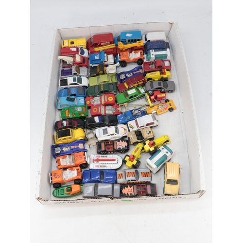 433 - A box containing 3 trays of Matchbox and Corgi junior models (approx. 160)