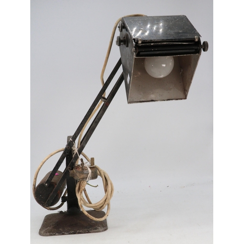 481 - A vintage angle poised lamp with magnifier adjustment to the shade (trade, spares, repairs)