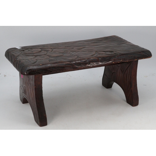 511 - Oriental? carved two tier side table together with a similar stool