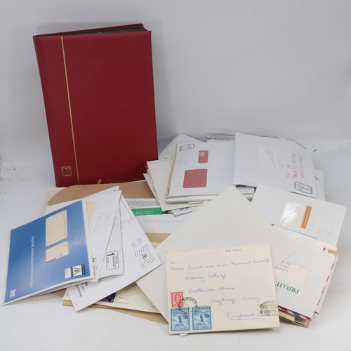 520 - Two boxes of assorted stamp interest, stamps on envelopes, loose world accumulation, FDCs, some sort... 