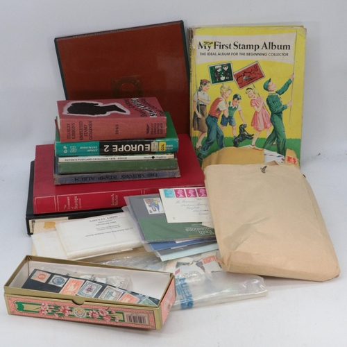 520 - Two boxes of assorted stamp interest, stamps on envelopes, loose world accumulation, FDCs, some sort... 