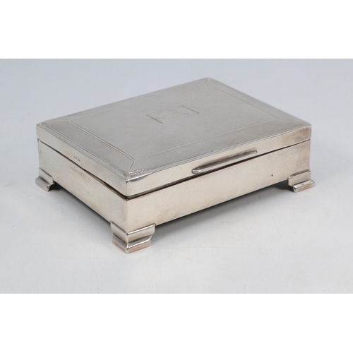 45D - Wooden lined silver hinged box on four feet (approx. total weight 270g)