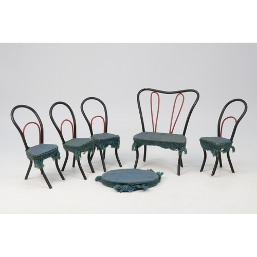 702 - Set of Vintage dolls house chairs with a matching settee