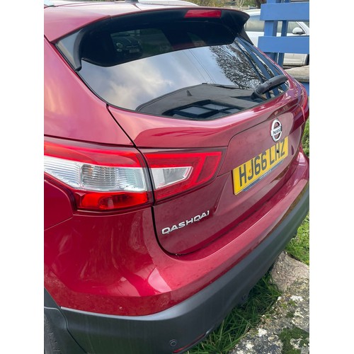 1 - Nissan Qashqai 2016, 5 door, red finish 1197cc petrol. Automatic with approx. 40000 miles.  Two keys... 