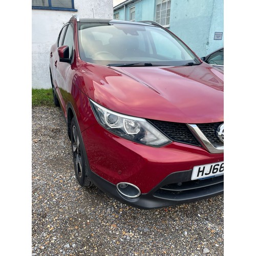 1 - Nissan Qashqai 2016, 5 door, red finish 1197cc petrol. Automatic with approx. 40000 miles.  Two keys... 