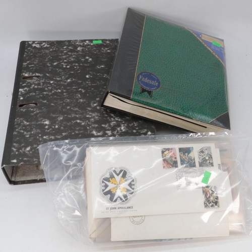 22 - Two albums of assorted vintage FDCs, bank notes and assorted stamp sheets and assorted loose FDCs co... 