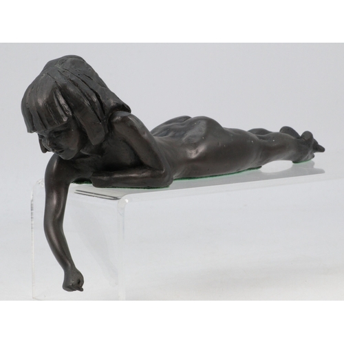 44 - Hand finished in cold cast resin bronze study of a girl by Tom Greenshields