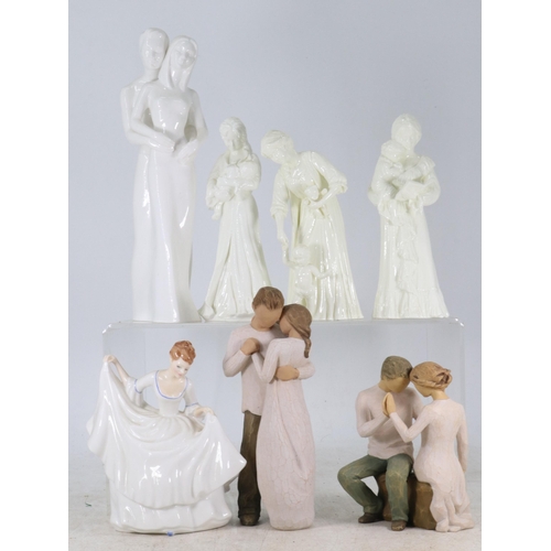 97 - Collection of figurines to include Royal Doulton, Coalport and Willow Tree