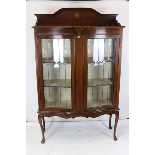 117 - Edwardian mahogany and inlaid display cabinet. measures approx. 108cmW x 46cmD x 174cmH