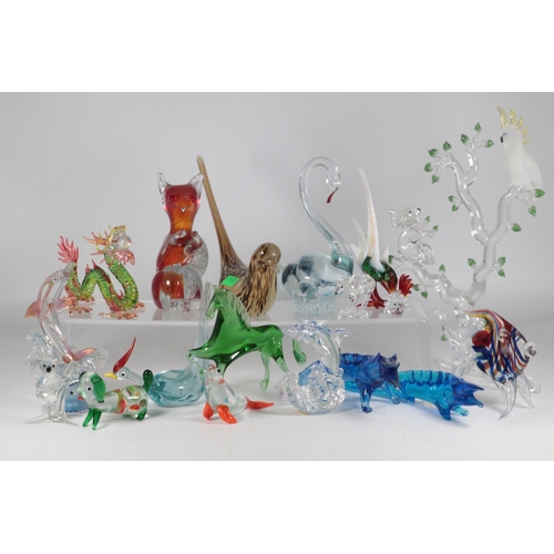 132 - Quantity of glass animal figures to include Koala, birds, horse, dolphins etc