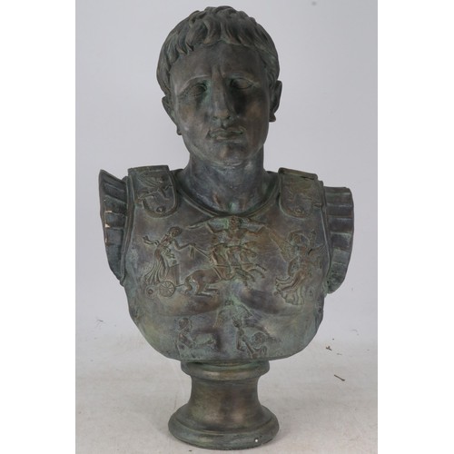 139 - Patinated bronze finish bust of Julius Ceaser measures approx. 57.5cm tall