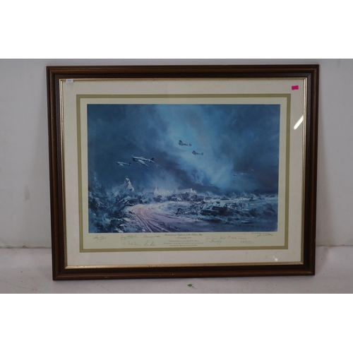 159 - Print of 'Rocket Firing Typhoons at The Falaise Normandy 1944' by Frank Wootton CBE and signed in pe... 