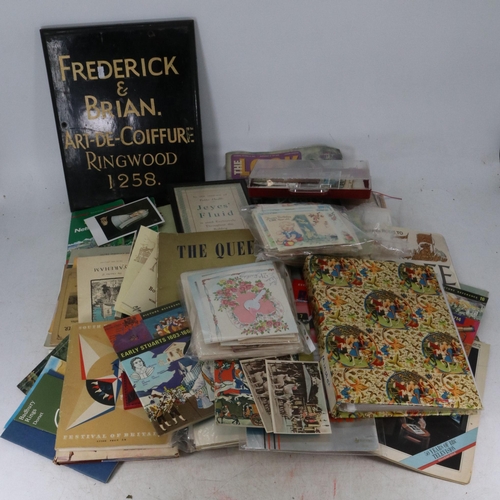 168 - Assorted ephemera and other collectables to include post cards, local interest, Beatles magazine,loc... 