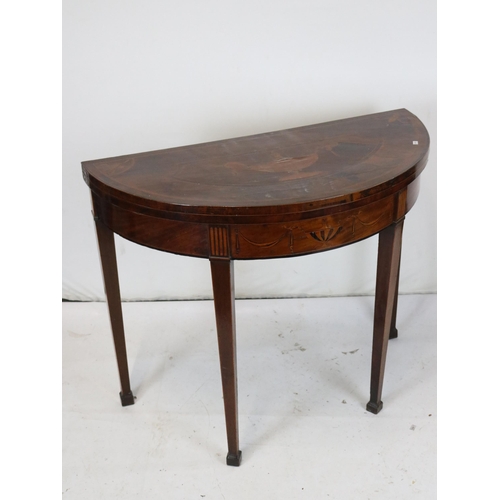 206 - Antique mahogany flip top card table(note- top has cracks to the veneer) inspect, measures approx. 3... 