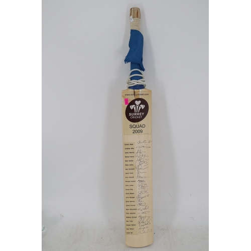 246 - Surrey cricket squad cricket bat from 2009 signed by the team to include Mark Ramprakash