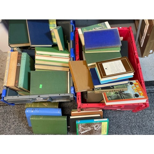 280 - A large quantity of cricket interest books hardback and paperback vintage to later together with A s... 