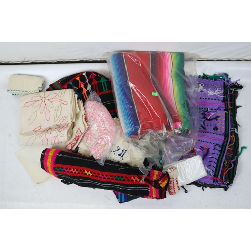 288 - Quantity of Mexican fabric including a Mexican throw