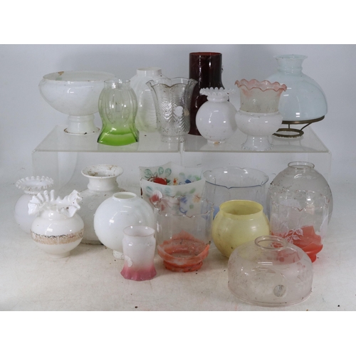 331 - Carton of assorted light shades and oil lamp shades