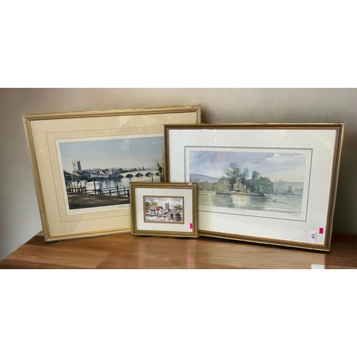 389 - Limited Edition Terence Hilbert picture Henley on Thames, together with limited edition print of tem... 