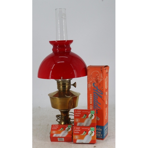 Oil Lamp With Red Shade   1100138259 PREVIEW.JPG