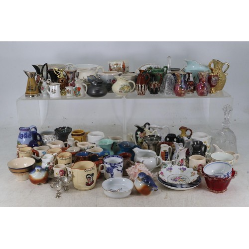 283 - 3 trays of miniature and other ceramics jugs etc to include Coalport, Brixham, Lord Nelson, Royal Al... 