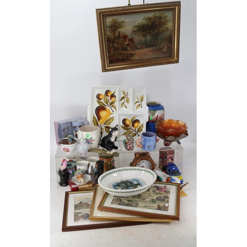 442 - Quantity of sundries to include framed picture, Poole Pottery, Portmeirion, glassware etc