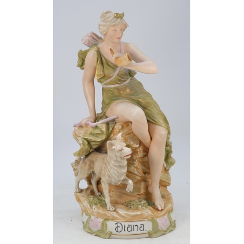 72 - Royal Dux porcelain figure of Diana (noted repair to arm)