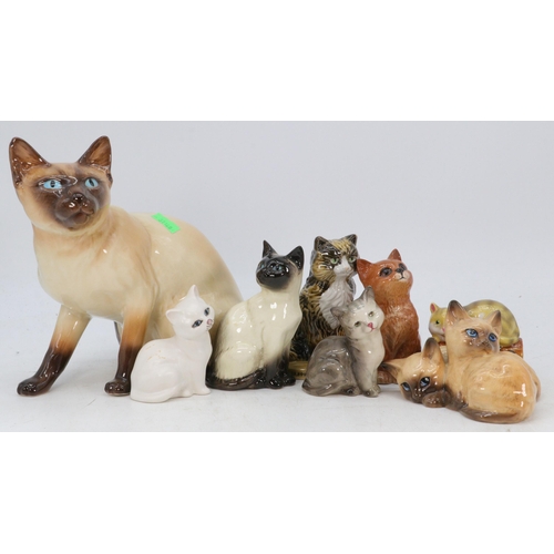 88 - Sylvac 5107 Siamese cat, Five Beswick cats, wade cat etc