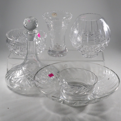 267 - Gallway cut glass bowl, Brierley vase, decanter and other glass ware.