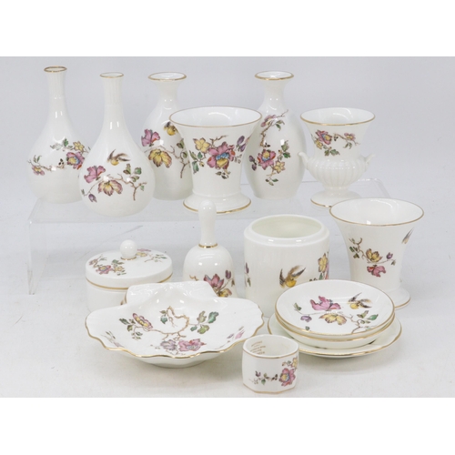 330 - Quantity of Wedgwood trinket pots, dishes, vases in Wild Strawberry and Swallow design