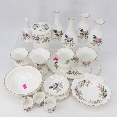 500 - Quantity of Wedgwood Hathaway Rose trinket pots, vases, dishes together with Wedgwood Meadow Sweet v... 