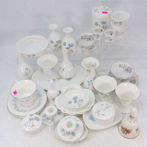 502 - Quantity of Wedgwood trinket dishes, pots vases in Ice Rose design together with Royal Albert Silver... 