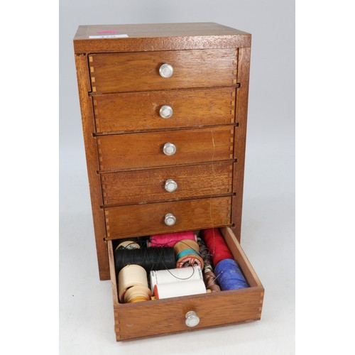 479 - Small set of drawers full of cotton reels