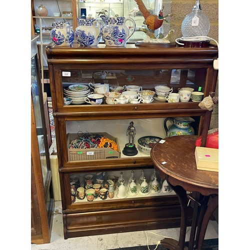 335 - Antique mahogany Globe Wernicke bookcase in three tiers (measures approx W87cm x D26cm x H115cm)