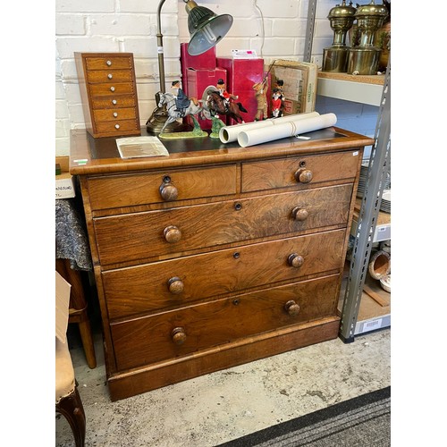 485 - Antique mahogany straight front chest of drawers with leather inset top