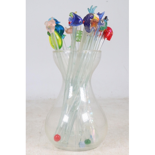 4 - A  collection of Murano style glass stirrers