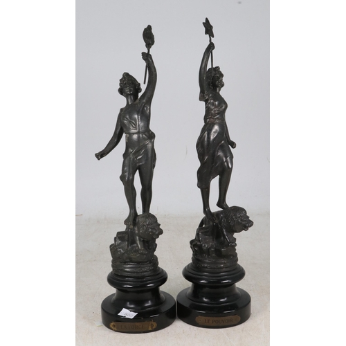 17 - A pair of spelter (?) measuring approx. 14