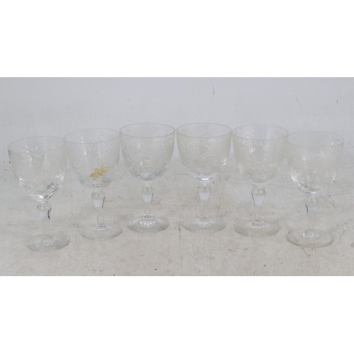 23 - Set of six Royal Brierley wine glasses (note some damage to one)