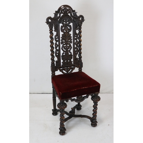 37 - Ornately carved Queen Anne style gothic hall chair