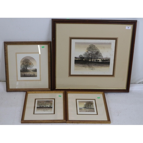 46 - Kathleen Caddick limited edition prints (4) Large print is showing foxing