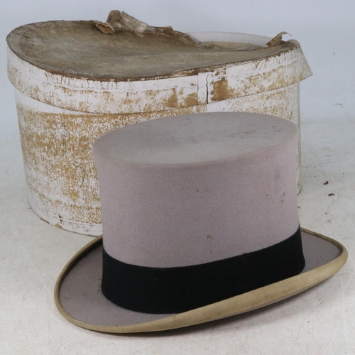 88 - A boxed top hat by Lincoln Bennett & Co, Burlington Gdns. Size 7?