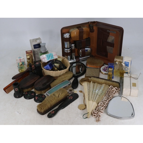 159 - Assorted vanity items to include perfume samples and a bottle of Armant de Coty.