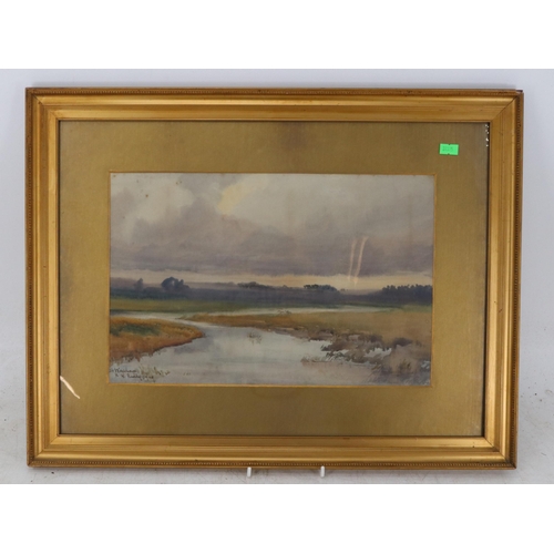 224 - Watercolour of Wareham river by H W Ruddy? 1909