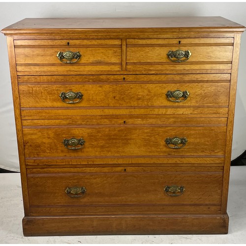 54 - Large Oak chest of drawers, two short over three long drawers approx.  122cm x 52cm d x 123cm tall