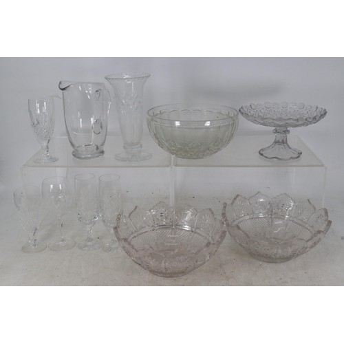 74 - Quantity of assorted cut glass (inspect) - to include a pair of Waterford flutes.